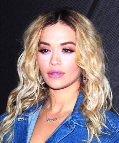 Rita Ora Long Wavy   Light Blonde   Hairstyle - side view