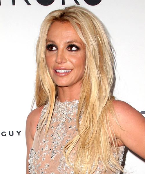 Britney Spears Long Straight Blonde Hairstyle with Light Blonde Highlights