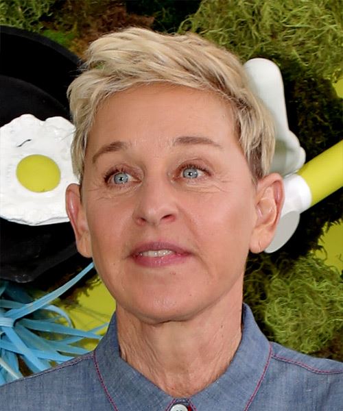 Ellen DeGeneres Light Blonde Pixie - side view