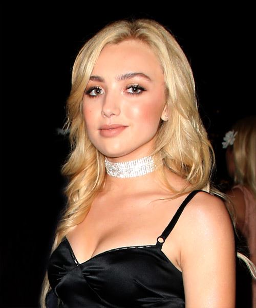 Peyton List Long Wavy    Blonde   Hairstyle   with Light Blonde Highlights - Side View