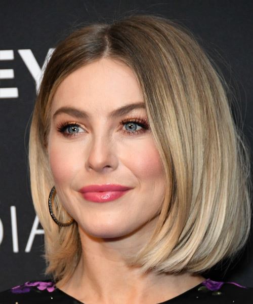 Julianne Hough Medium Straight    Blonde and Light Blonde Two-Tone Bob - side view