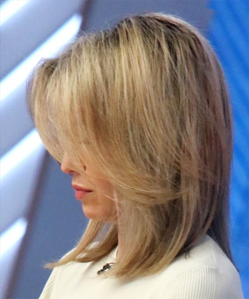 Amy Robach Medium Straight Layered Blonde Bob Haircut with Light Blonde  Highlights