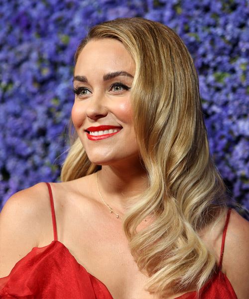 Lauren Conrad Long Wavy    Blonde   Hairstyle with Side Swept Bangs  and  Blonde Highlights - Side View