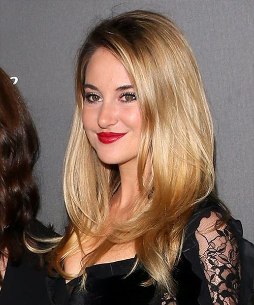 Shailene Woodley Long Straight   Light Brunette Asymmetrical  Hairstyle with Side Swept Bangs  and Light Blonde Highlights - Side View