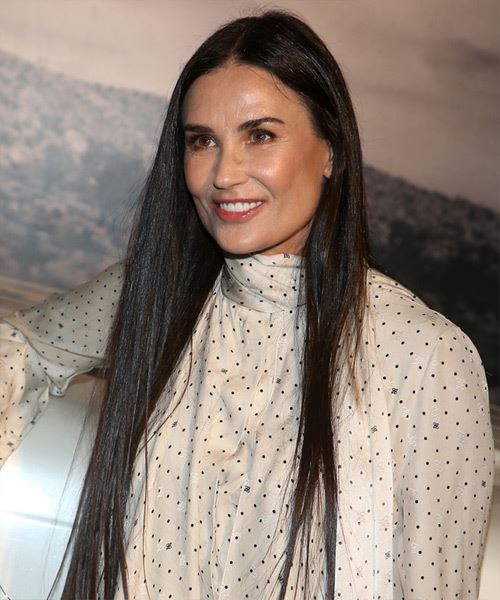 Demi Moore Long Straight   Black - side view
