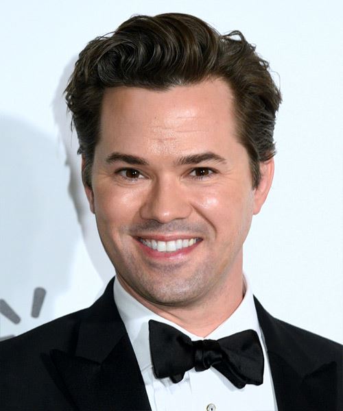 Andrew Rannells Short Wavy   Black    Hairstyle   - Side View