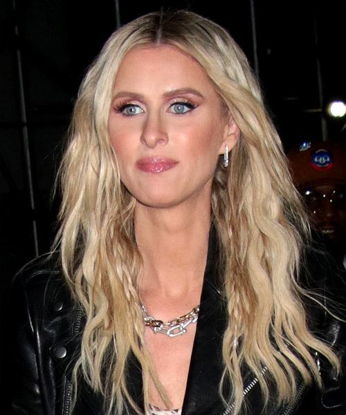 Nicky Hilton Long Wavy    Blonde     with Light Blonde Highlights - side view