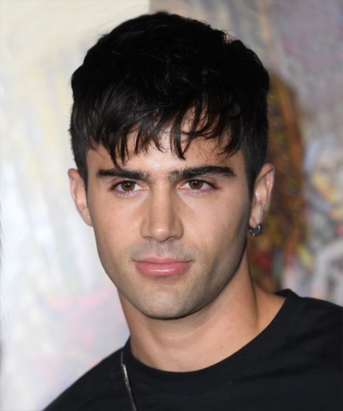 Max Ehrich Short Straight   Black    with Layered Bangs - side view