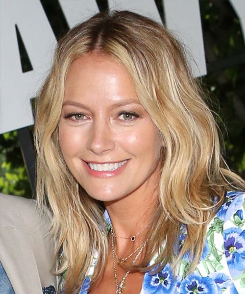 Becki Newton Long Wavy    Blonde     with Light Blonde Highlights - side view