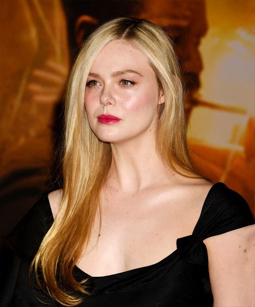 Elle Fanning Long Smooth And Delicate Hairstyle - side view