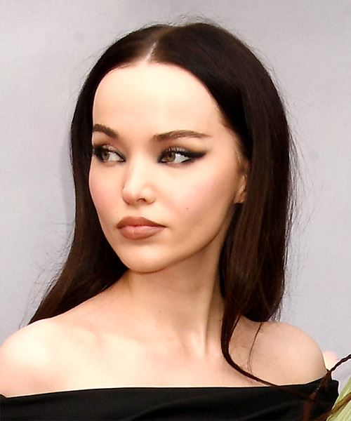 Dove Cameron Long Dark Brown Hairstyle - side view
