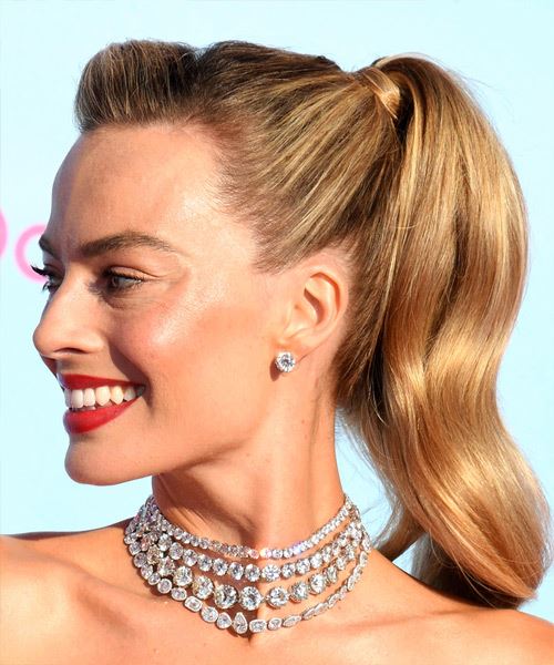 Margot Robbie Updo Hairstyle With Sleek Ponytail - side view
