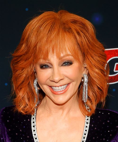 Reba McEntire Shoulder-Length Ginger Hairstyle - side view