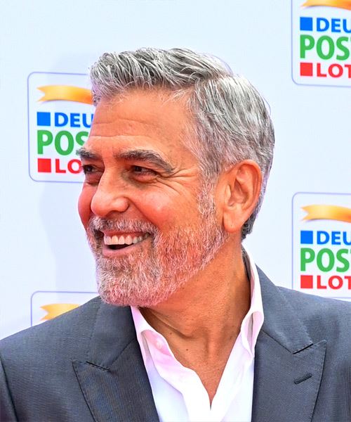 George Clooney Short Grey Hairstyle - side view