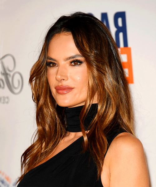 Alessandra Ambrosio Long Hairstyle With Copper Highlights - side view