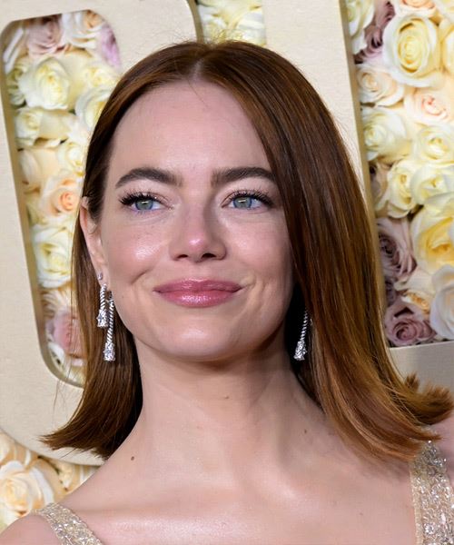 Emma Stone Shoulder-Length Copper Hairstyle - side view