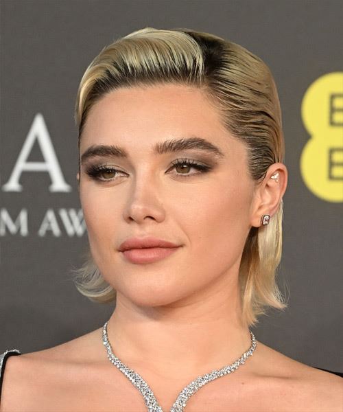 Florence Pugh Pulled-Back Bob Hairstyle - side view