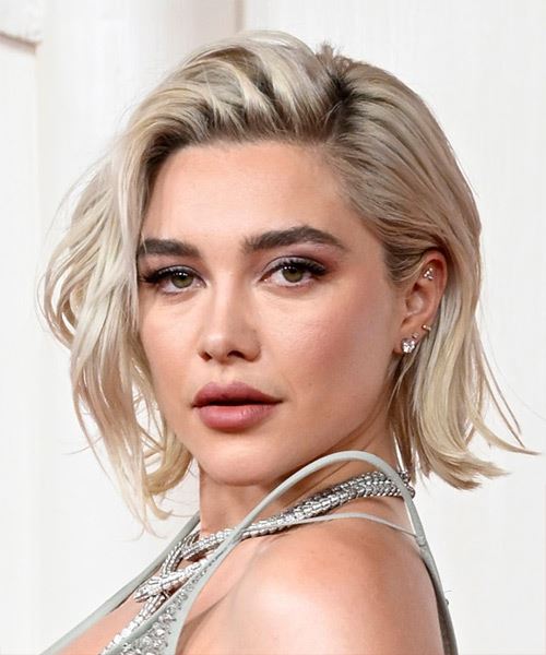 Florence Pugh Bold Light Blonde Short Hairstyle - side view