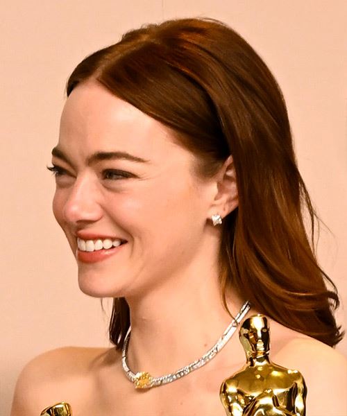 Emma Stone Elegant Copper Hairstyle - side view