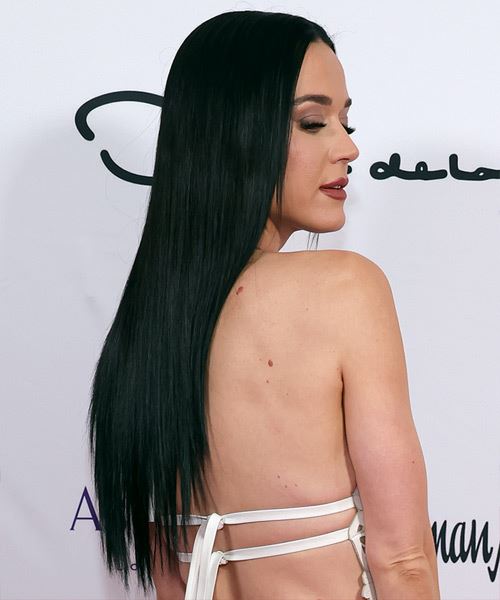 Katy Perry Long Sleek Hairstyle - side view