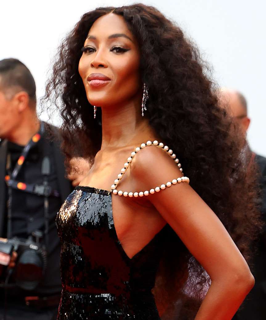 Naomi Campbell Long Afro Hairstyle - side view