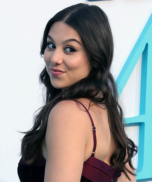 Kira Kosarin Dark Brown Hairstyle With Mid-Length Curls - side view