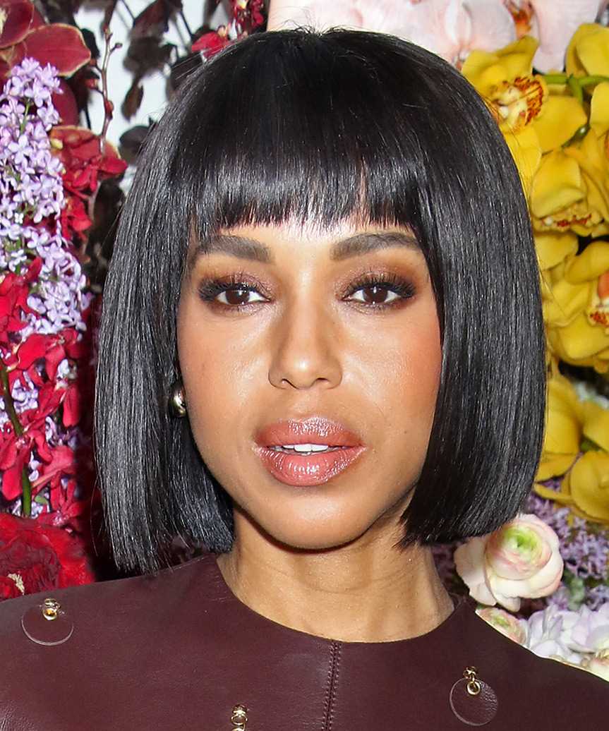 Kerry Washington Sleek Blunt Cut Bob Haircut - side view