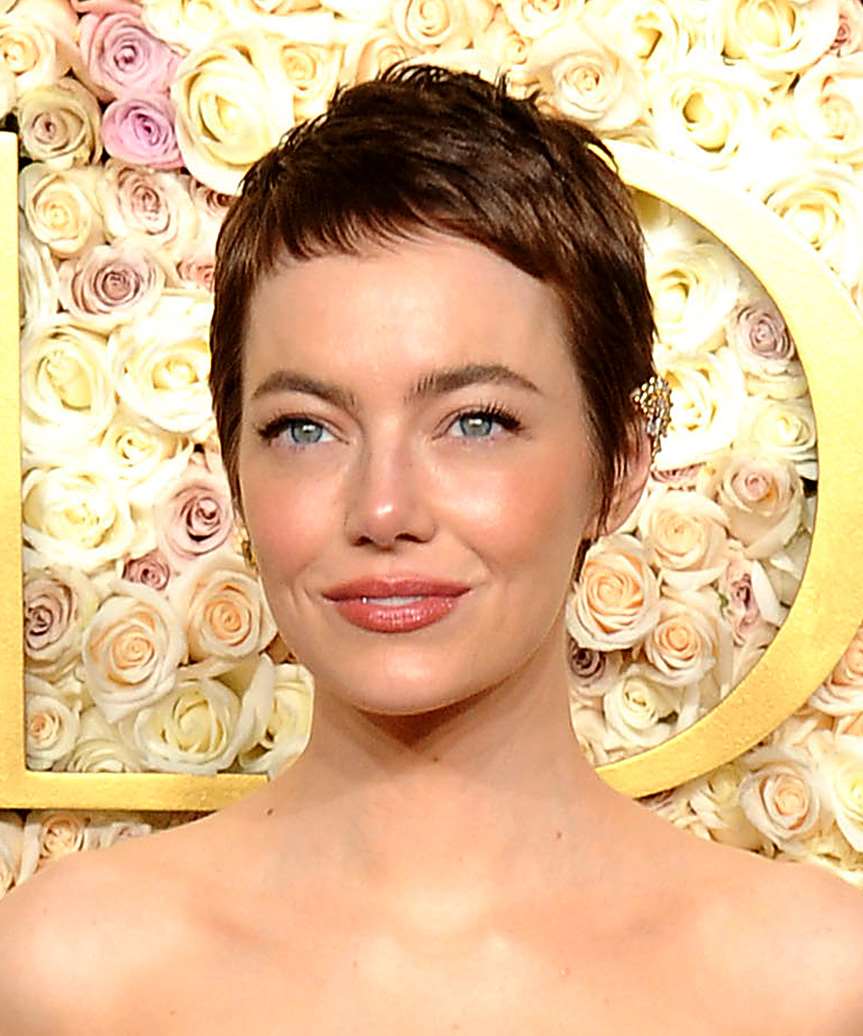 Emma Stone Pixie Hair Cut - Golden Globe Awards 2025 - side view