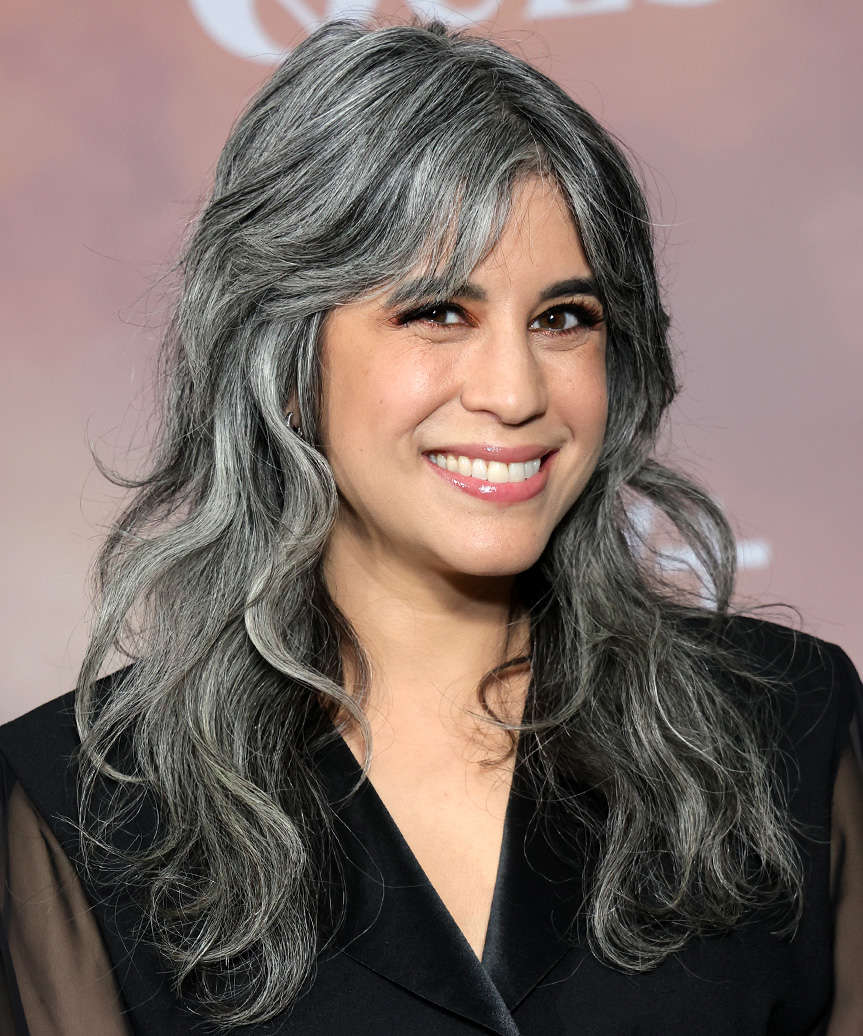 Ashly Burch Grey Casual Hairstyle With Curtain Bangs - side view