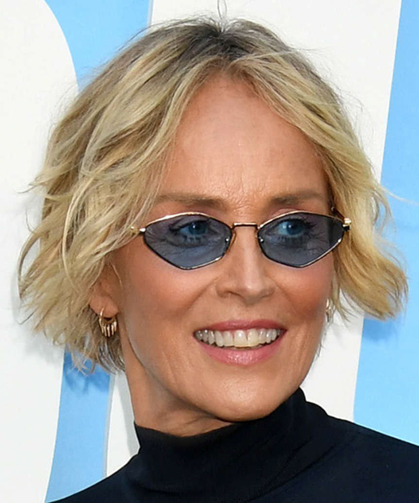 Sharon Stone Short Flippy Bob Haircut - side view