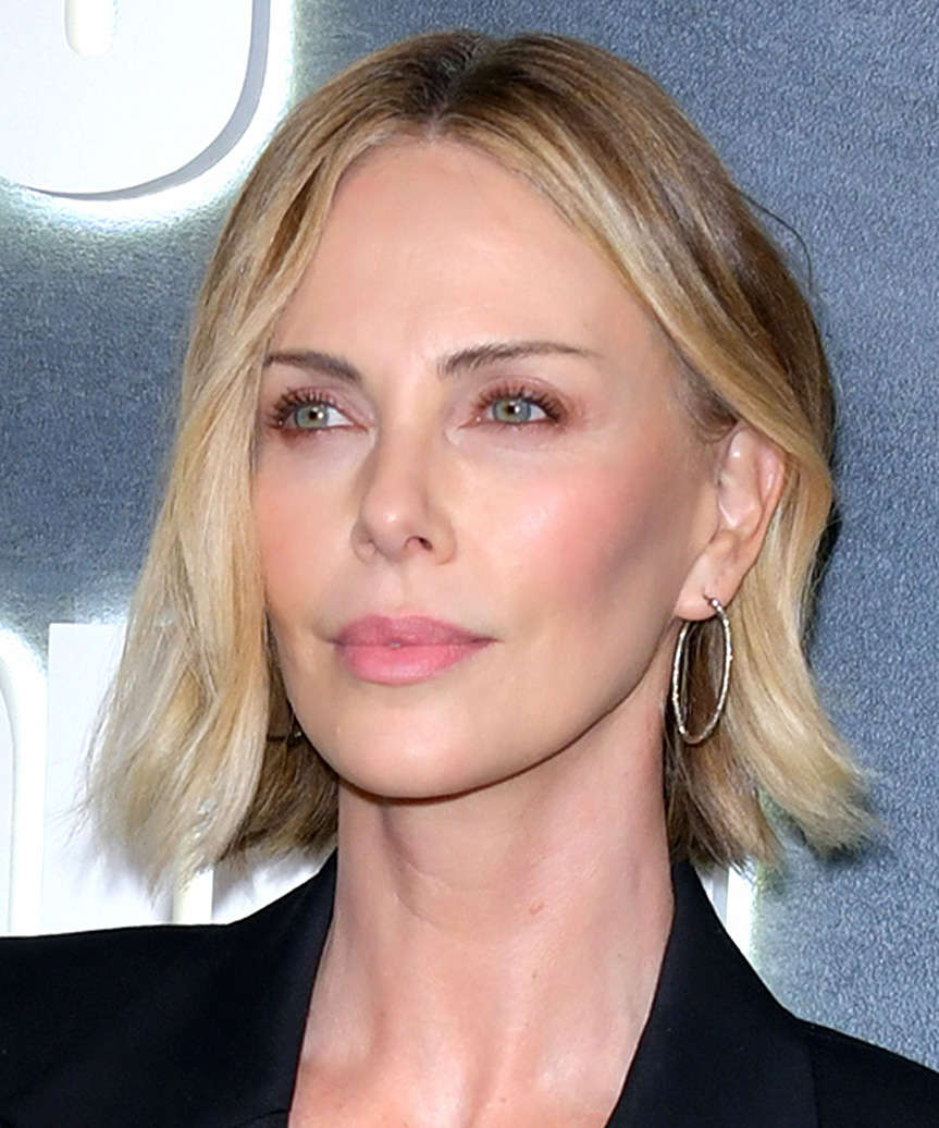 Charlize Theron Choppy Bob Hair Cut With Gentle Waves - side view