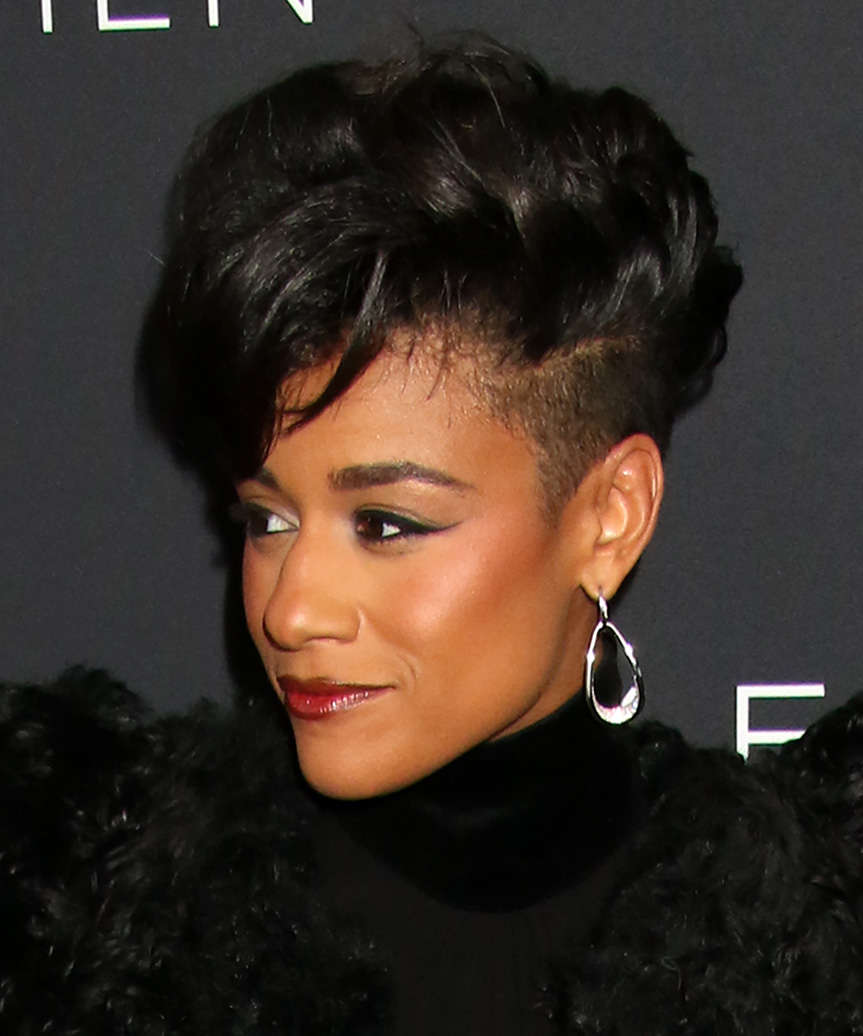 Ariana DeBose Edgy Undercut Hairstyle With Bold Bangs - side view