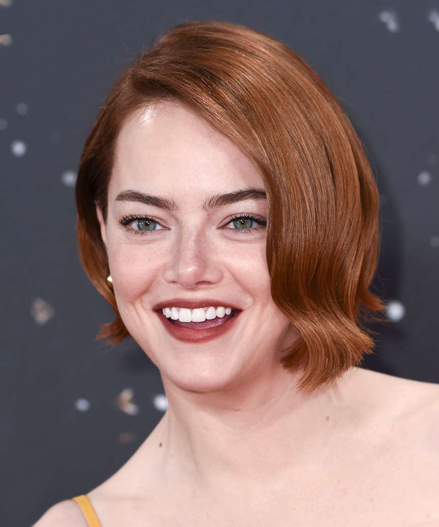Emma Stone Short Flicked Out Bob Haircut - side view