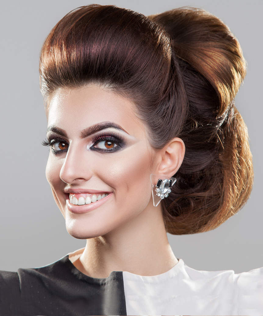 Elegant Updo Hairstyle With Lifted Bangs - side view