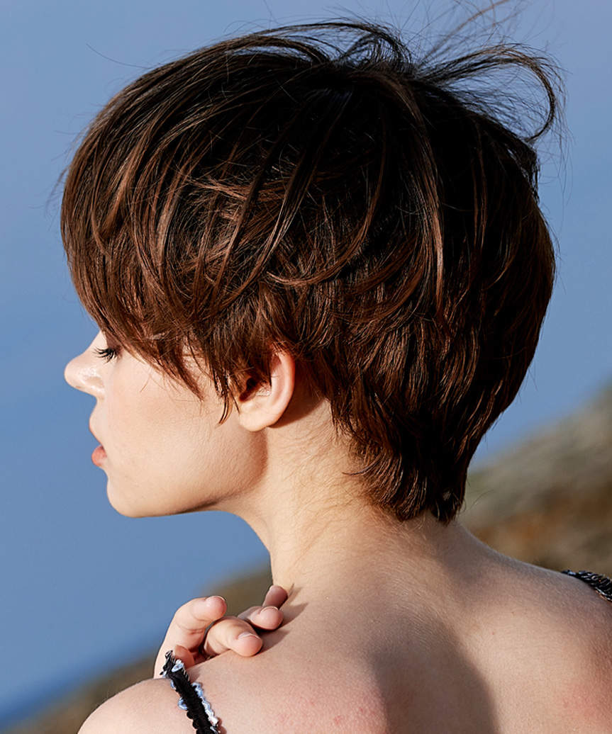Voluminous Pixie Hair Cut With Subtle Highlights - side view
