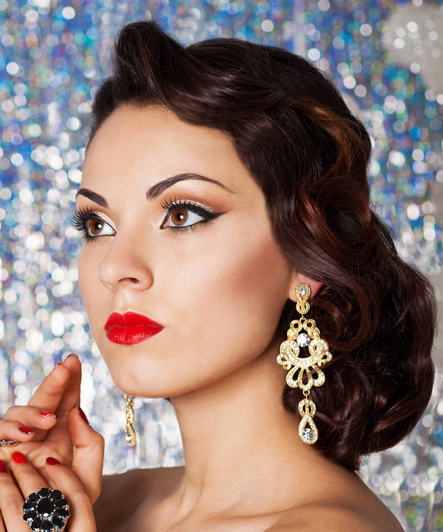 Formal Medium-Length Hairstyle With Flowing Curls - side view