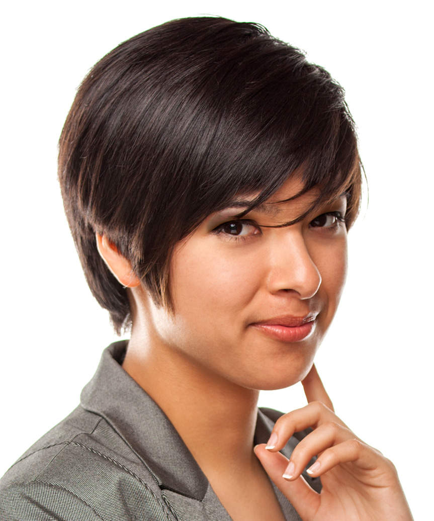 Trendy Side-Swept Pixie Hair Cut - side view