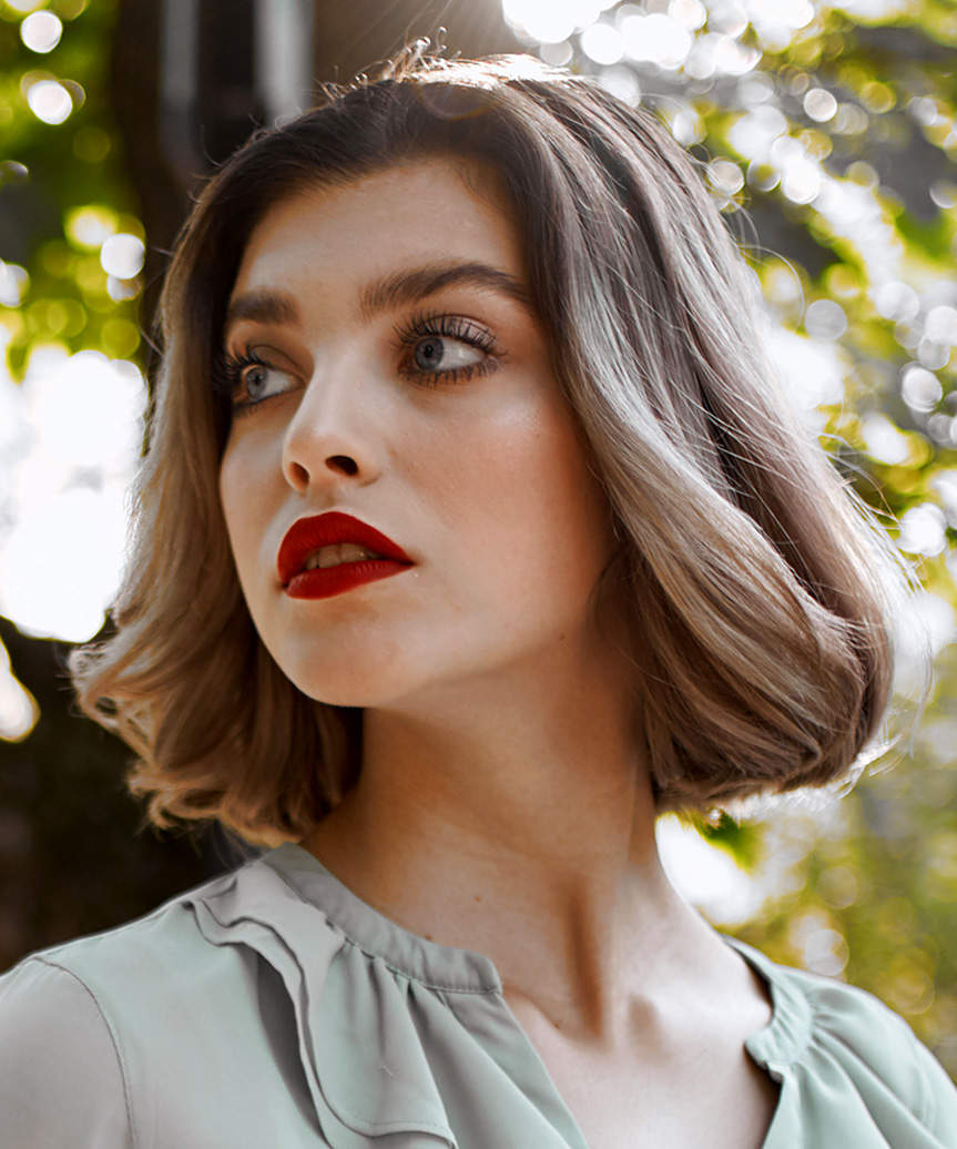 Modern Chin-Length Choppy Bob Haircut - side view