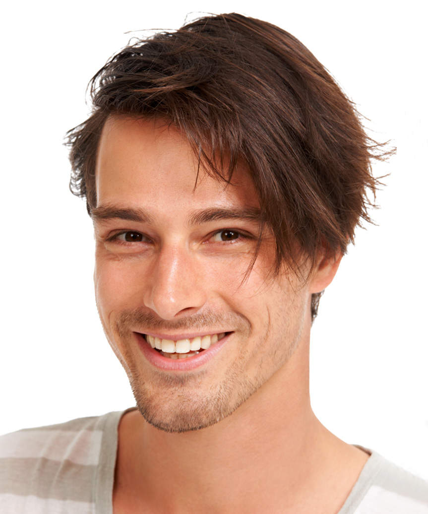 Short Trendy Male Hairstyle With Extended Length On Top - side view