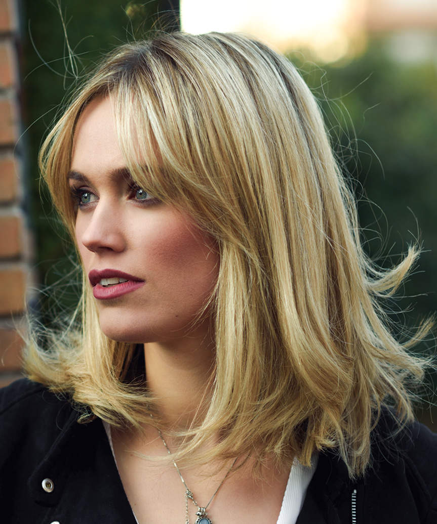 Stylish Shoulder-Length Hairstyle With Classic Bangs - side view