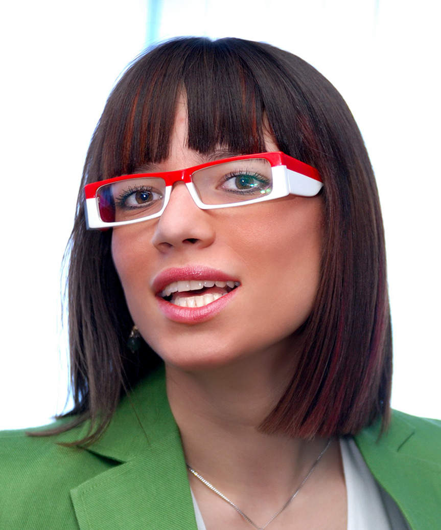 Lob Hair Cut With Full Blunt Bangs - side view