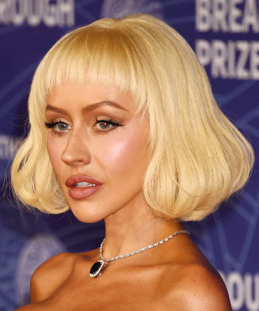 Christina Aguilera Pageboy Bob With Baby Bangs - side view