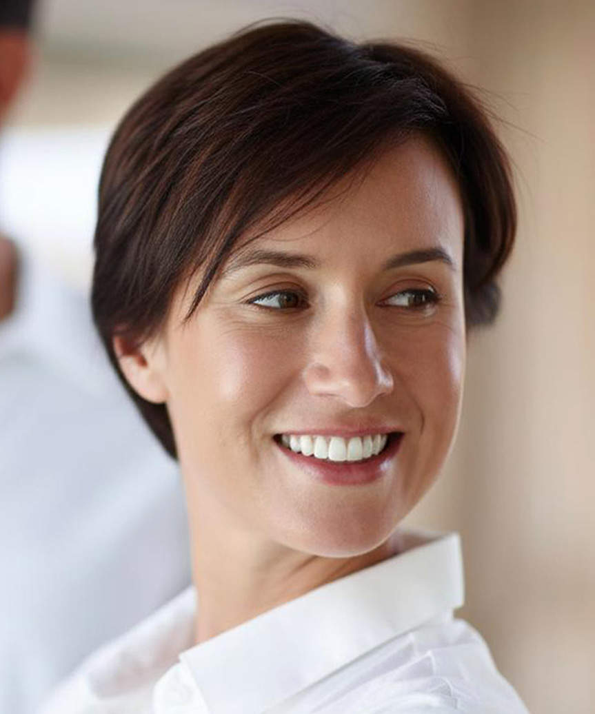 Classic Pixie Cut With Side-Swept Fringe - side view