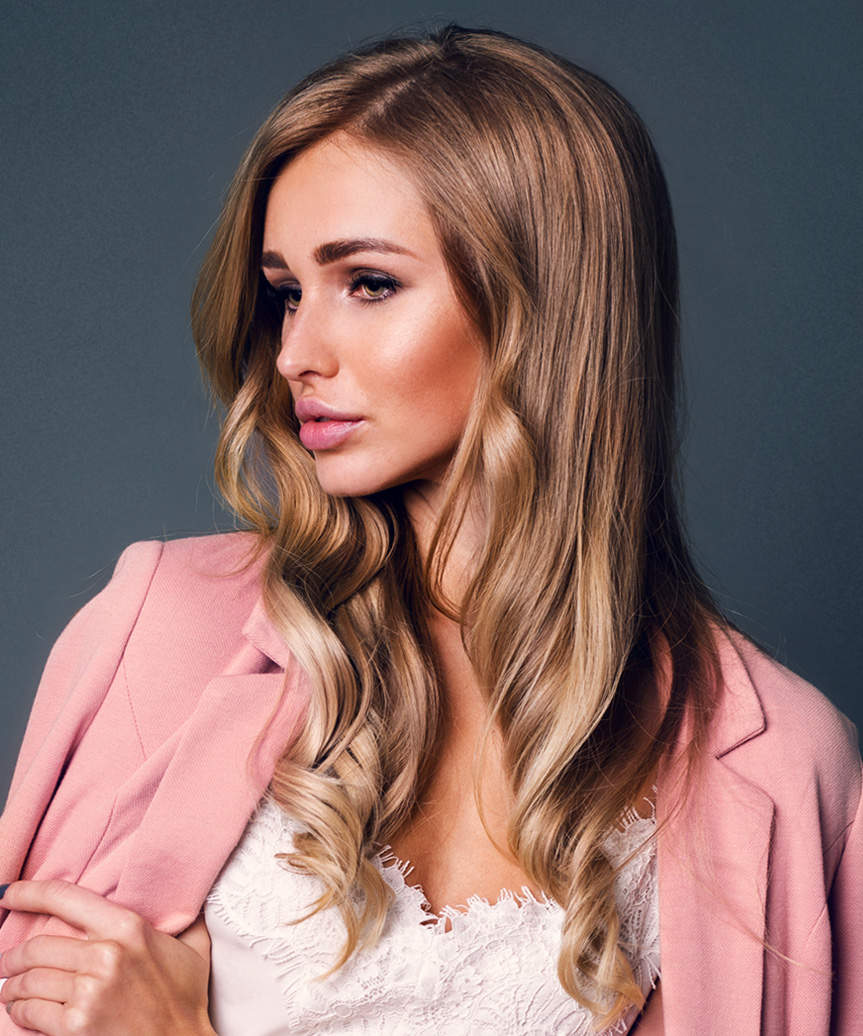 Long Elegant Hairstyle With Romantic Curls - side view