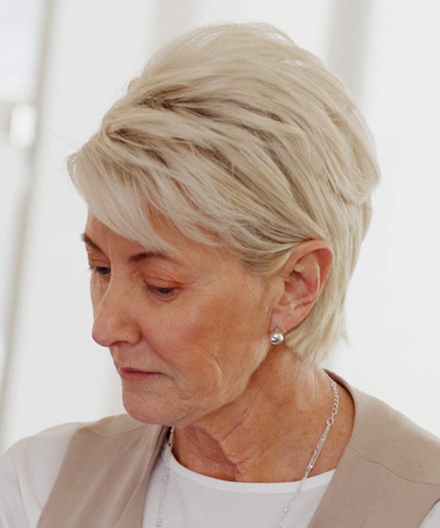 Textured Pixie Cut For Older Women - side view