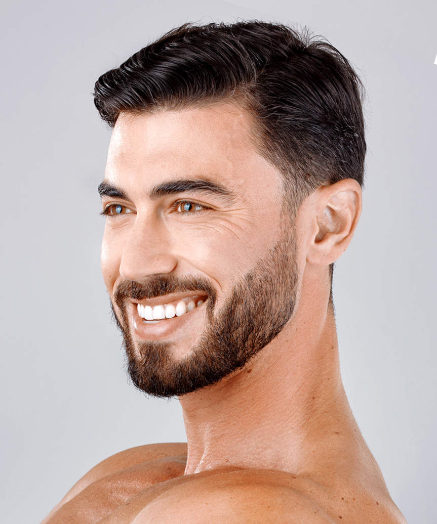 Short Men's Hairstyle With Textured Brush-Up - side view