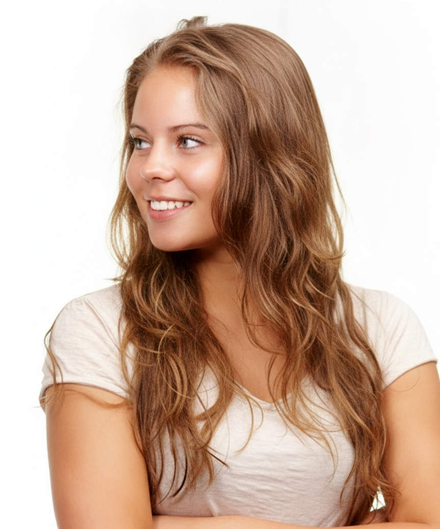 Long Hairstyle With Natural Loose Beachy Waves - side view