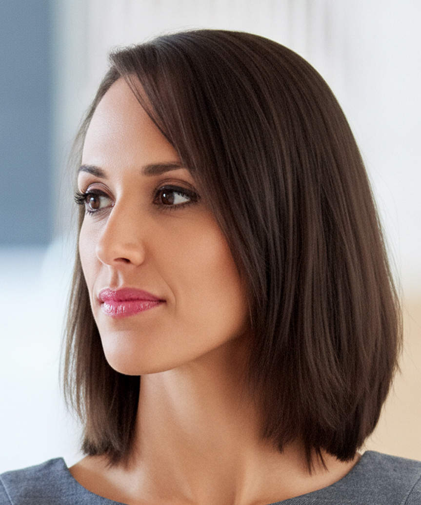 Chic Sleek Blunt Lob - side view