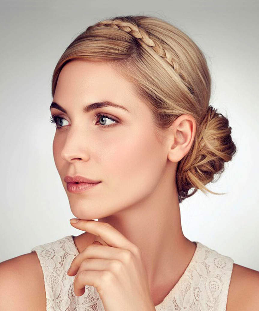 Elegant Updo With Braided Headband - side view