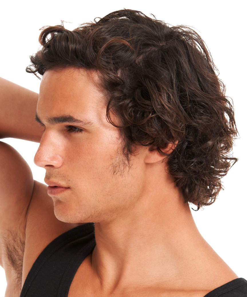 Medium-Length Curly Shag Hairstyle For Men - side view